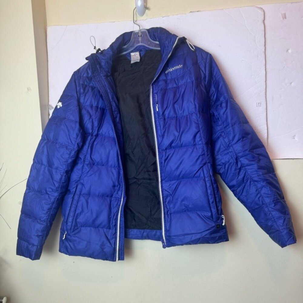 DESCENTE Down Ski Puff Jacket Coat Remove Hood Warm Parka Zipper Pockets Pack 10 - Picture 4 of 16